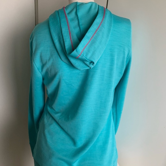 PUMA Dry cell teal long sleeve hooded t-shirt with pouch Women’s medium - Picture 7 of 8